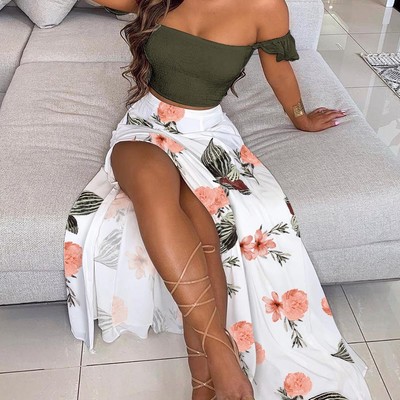 Slim sexy printed two-piece suit