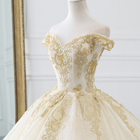 SP1502,Neck Bride Dress Beading Appliques Gorgeous Ball Gown Wedding Dresses - Thumbnail 2