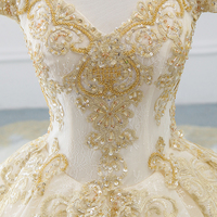 SP1502,Neck Bride Dress Beading Appliques Gorgeous Ball Gown Wedding Dresses - Thumbnail 3