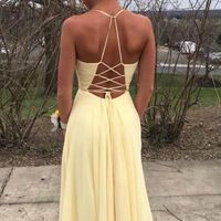 SP1503,Simple A Line V Neck Split Light Blue Chiffon Prom Dresses,Evening Party Dresses - Thumbnail 1