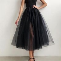 SP1504,Sexy Black Spaghetti Straps A-Line Tulle Homecoming Dresses,Short Prom Dresses with Slit - Thumbnail 1