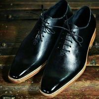 Handmade Black Leather Office Formal Partywear Men Leather Made Dress Shoes - Thumbnail 1