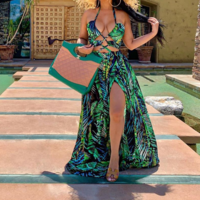 Fashion Printed High Waist Sleeveless Dress - Thumbnail 2