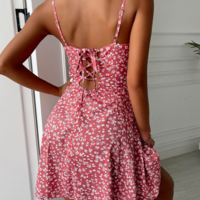Sling Floral Sexy High Waist Dress - Thumbnail 2