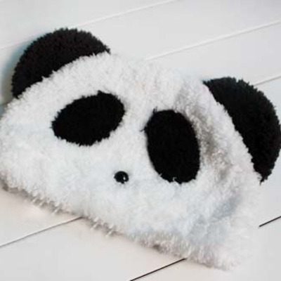 Warm plush panda beanie