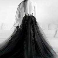 Beauty tulle long prom dress black lace evening dress - Thumbnail 3