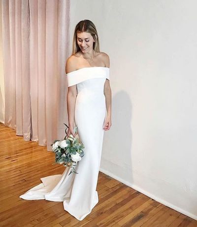 Simple Mermaid Off the Shoulder Satin Wedding Dresses