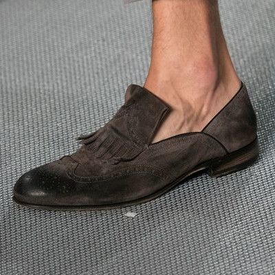 Handamade men beautifully manufacture gray black tone fring loafer shoes, men wingtip oxfords loafers moccasin shoes - Thumbnail 1