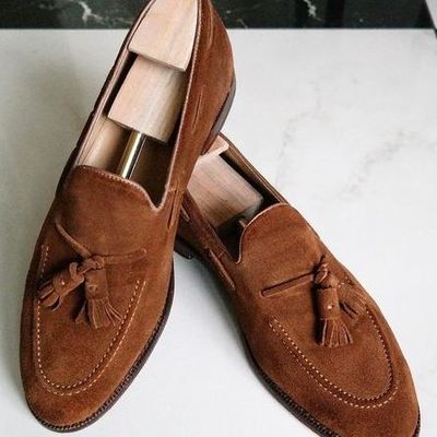 Classic dark brown tassels loafers handmade leather wedding shoes,men's party wear shoes