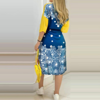 Design Printed Long Sleeve Casual Dress - Thumbnail 1