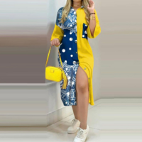 Design Printed Long Sleeve Casual Dress - Thumbnail 2