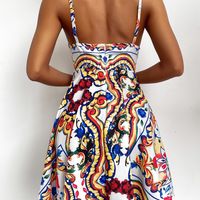 Sexy Printed Sling Design High Waist Dress - Thumbnail 1