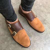 Mens Beautifully Stitched Double Monk Handmade Fashion Edition Shoes - Thumbnail 1