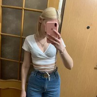 Cute Sexy Solid Color V Neck Tie Up Short Sleeve Crop Top T-shirt Summer Basics E-Girl Kawaii Korean Japanese Harajuku Streetwear - Thumbnail 6