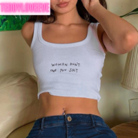 Cute Knit Indie Letter Embroidery Black White Tank Top Crop Top Sleeveless Shirt Goth Punk Casual E-Girl Kawaii Korean Japanese Harajuku Streetwear - Thumbnail 5