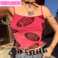 Cute Spider Skull Mesh Transparent See Through Camisole Tank Crop Top Sleeveless Goth Punk Casual E-Girl Kawaii Korean Japanese Harajuku Streetwear - Thumbnail 4