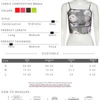 Cute Spider Skull Mesh Transparent See Through Camisole Tank Crop Top Sleeveless Goth Punk Casual E-Girl Kawaii Korean Japanese Harajuku Streetwear - Thumbnail 1