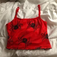 Cute Spider Skull Mesh Transparent See Through Camisole Tank Crop Top Sleeveless Goth Punk Casual E-Girl Kawaii Korean Japanese Harajuku Streetwear - Thumbnail 8