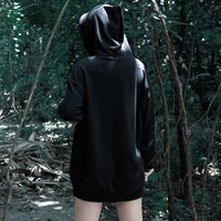 Cute Black Witch Anime Girl Cartoon Print Hoodie Sweater Sweatshirt Pullover Shirt Goth Punk E-Girl Kawaii Korean Japanese Harajuku Streetwear - Thumbnail 6