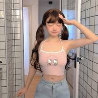 Cute Vintage Cat Kitten Cartoon Print Aesthetic Sleeveless Shirt Crop Top Tank Camisole Casual E-Girl Kawaii Korean Japanese Harajuku Streetwear - Thumbnail 8