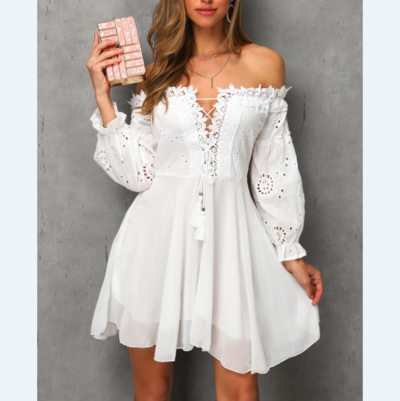 Solid Color Embroidered Chiffon Princess Dress