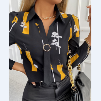 Sexy fashion long-sleeved striped shirt