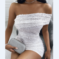 Sexy Solid Color Bag Hip Dress - Thumbnail 3