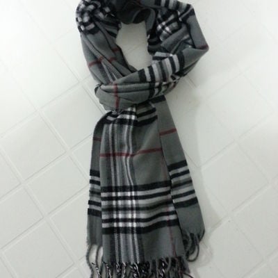 Gray print cashmere scarf - td - Thumbnail 4