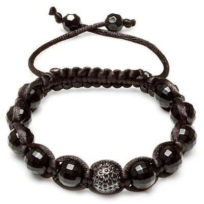 Men's faceted shamballa bracelet w/ black shamballa ball accent td
