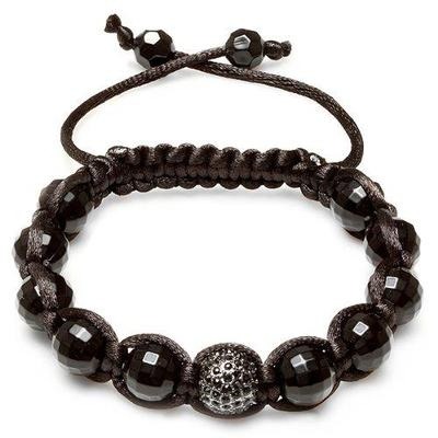 Men's Faceted Shamballa Bracelet w/ Black Shamballa ball accent TD