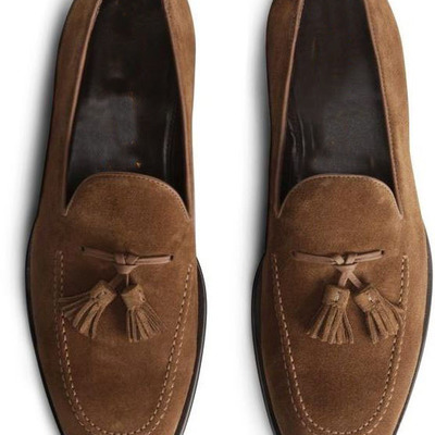 Men brown casual wear suede handmade loafers slips on driving shoes ideal sale