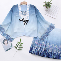 Original Ocean Wave Summer Sling Cardigan Jacket Skirt Three-piece Set - Thumbnail 1