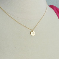 Personalized initial necklace in brass and gold fill  - Thumbnail 3