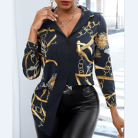 Printed Buttons Design Long-Sleeved Shirt - Thumbnail 4