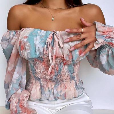 Long-sleeved floral print shirt