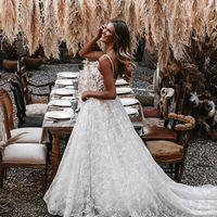 Romantic Sweetheart Spaghetti Straps Lace Wedding Dresses - Thumbnail 1