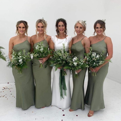 Simple one shoulder sage bridesmaid dresses under 100 - Thumbnail 3
