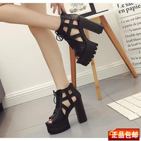 2021 thick sole super high heel nude sandals 14cm S-464 - Thumbnail 2