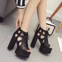 2021 thick sole super high heel nude sandals 14cm S-464 - Thumbnail 3