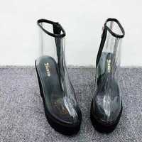 Transparent shoes 2021 new thick heel short boots womenS-474 - Thumbnail 1