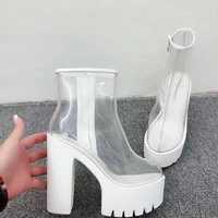 Transparent shoes 2021 new thick heel short boots womenS-474 - Thumbnail 3