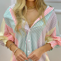 Sexy Fashion Long-Sleeved Cardigan Printed Shirt Dress - Thumbnail 1