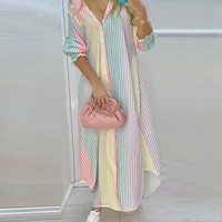 Women'S Loose Casual Printed Long-Sleeved Dress - Thumbnail 1