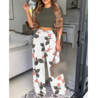 Women'S Short Sleeve Print Two-Piece - Thumbnail 2