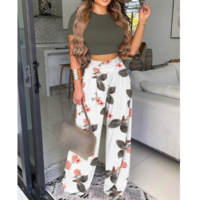 Women'S Short Sleeve Print Two-Piece - Thumbnail 3