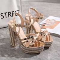14cm women's shoes with rhinestone heel platform sandals S-483 - Thumbnail 3
