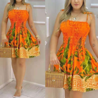 Sling Sexy Print Sleeveless High Waist Dress - Thumbnail 1