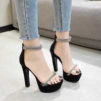 Rhinestone word with open toe sandals 2021 S-485 - Thumbnail 2