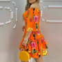 One-Shoulder Sexy Tight-Fitting Irregular Print Dress-2