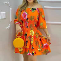 One-Shoulder Sexy Tight-Fitting Irregular Print Dress - Thumbnail 1